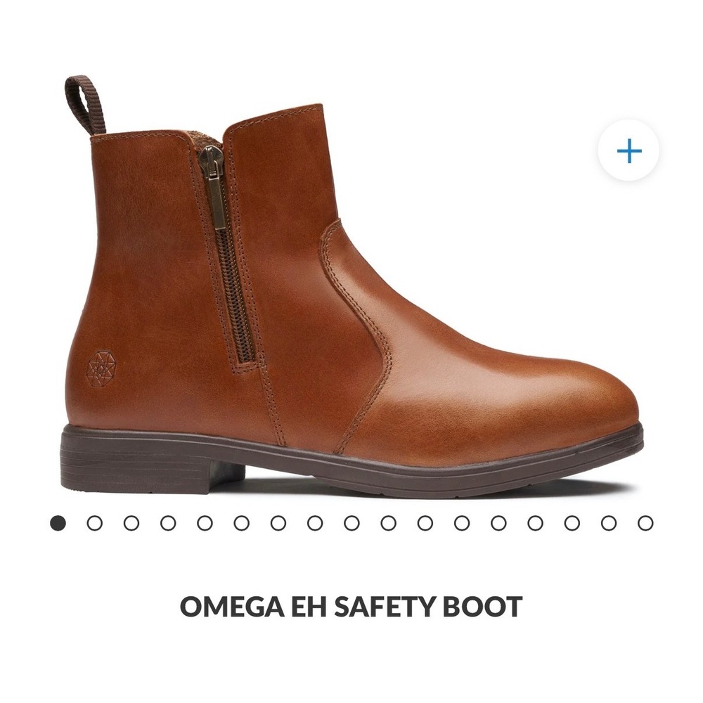 Xena Omega EH Safety Boot Womens 8.5 Wide Brown Leather Steel Toe Work Ankle Zip